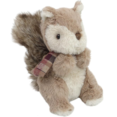 Realistic Children Squirrel Plush Wild Animal with Scarf 7 Inch Fluffy Stuffed Cotton Animal Wholesale Plush Squirrel Toy