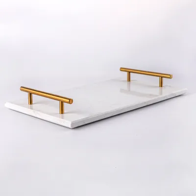 Factory Wholesale Marble Serving Tray Rectangle Luxury White Artificial Marble Board Decorative Wedding Food Fruit Serving Tray
