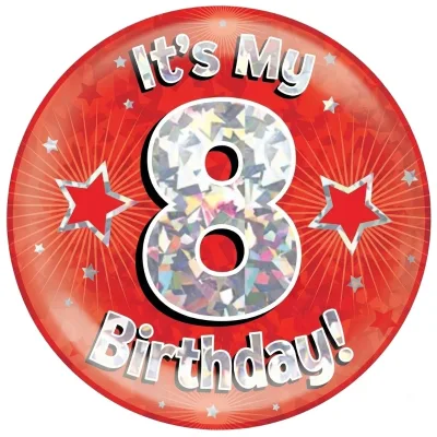 Holographic Glitz Birthday Button Badge 58mm Custom Age Number It's My Birthday Button Pin Back for Kids Party Favor