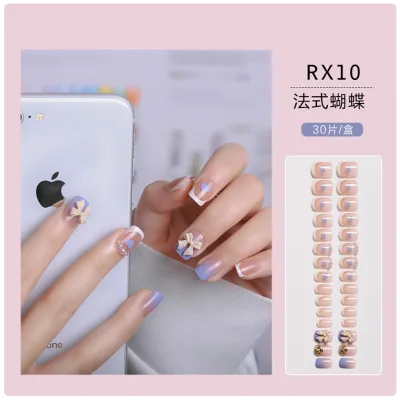 Hot Selling Solid Color Gradient Nails Acrylic Box Artificial Nail Stickers Fingernail Wholesale Press on Nails
