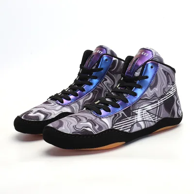 New Design Custom Colorful Fitness Gym Flexible Leather Wrestling Shoes for Men