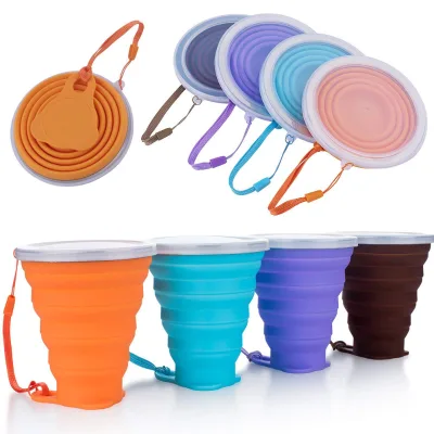 Custom BPA-Free Food Grade Silicone Foldable Cup Disposable Water/Coffee Travel Cup Retractable Portable for Outdoor Use