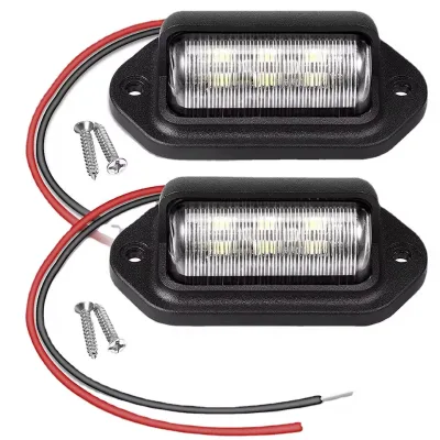12V-24V 6 LED Number License Plate Light Lamp Taillight Universal Cars Truck Trailers Motorcycle Boat Side Lamp Rear Bulbs