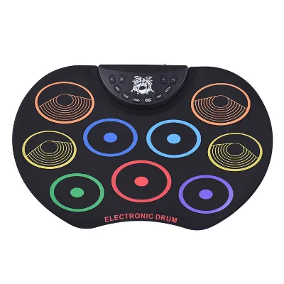 Wholesale Electronic Roll Up Drum Set 9 Silicone Pads USB Battery Powered with Sticks & Pedal for Kids Adults