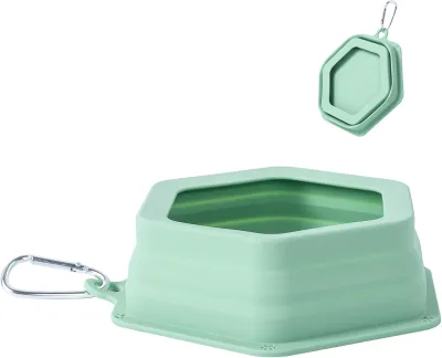 Spill Proof Waterproof Collapsible Silicone Manual Fast Flow Dogs Cats Food Water Dispenser Handle Integrated Molding Portable