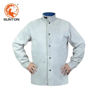 ST High-quality Fire-retardant Safety Jacket Leather Welding Jacket Clothes for Welder Heavy Work Safety Heat Resistant