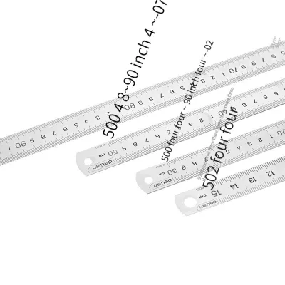 Deli DL8600 Tool Steel Ruler 15cm/30cm/50cm Stainless Steel Measuring Tool Steel Ruler Working Drawing Tail End Hanging Hole