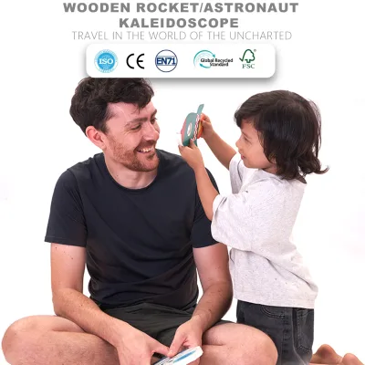 Wooden Classic Children's Science Experimental Toys Parent-child Interactive Kids Toy Space Kaleidoscope Astronaut Kaleidoscope
