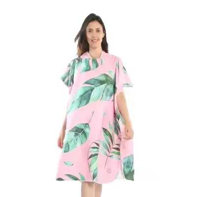 Custom Printed Microfiber Adult Poncho Towel Summer Square Woven Bath Hood for Outdoor Use-Beach & Surf