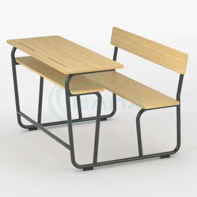 Hot Selling Single Double Person School Desks Chairs Low-Priced Classroom Furniture Plastic Material Wooden Stools Desks Schools
