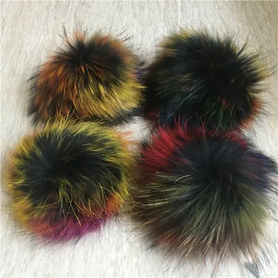 Natural Raccoon Racoon Fur Pom Poms Balls 100