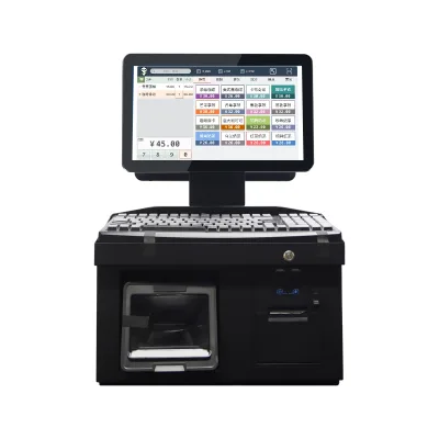 New Designed 14" Dual Screen POS System I3 Quad Core 4GB DDR3 RAM Wi-Fi 6 Keyboard/Printer Win-dows Pos Terminal