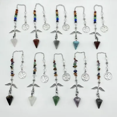 Conical stone pendants OM charms natural loose stone beads bracelet