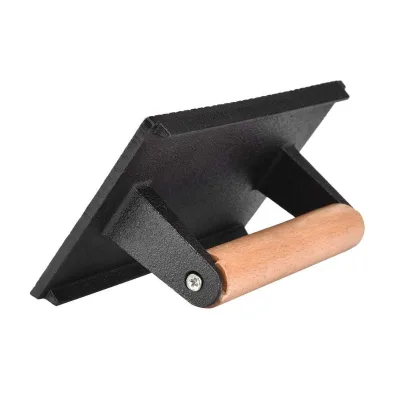 Cast Iron BBQ Meat Press Cast Iron Grill Press Wood Handle for Custom Laser logo