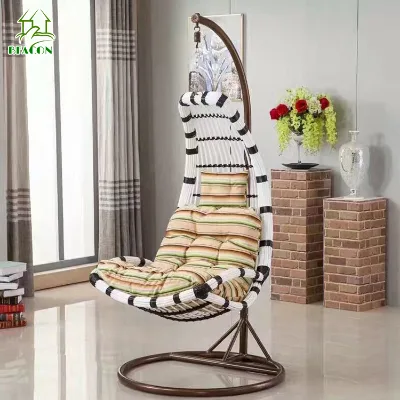 Balcony Patio Adult Swing Seat Outdoor Macrame Ratting Swing Egg Chair with Foot Rest