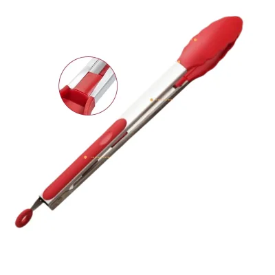 High-Temperature Resistant Non-Slip Silicone Food Tongs Anti-Scalding Stainless Steel Kitchen Cooking Tongs Salad Cake Tools