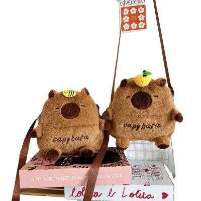 New Cute Capybara Plush Toy Backpack Student Storage Bag Capybara Messenger Bag