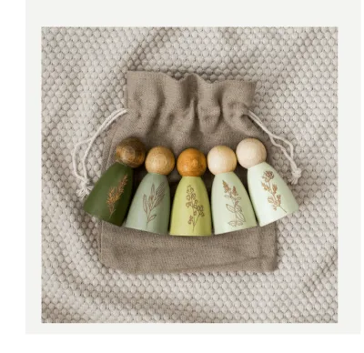2025 Garden Herb Peg Dolls Set Color Customized and Engraved Wooden Toys Peg Dolls DIY Painted Wooden Peg Dolls