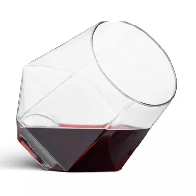 12oz Diamond Recyclable Unbreakable & Crystal Clear Plastic Red Wine Glasses for Party Wedding