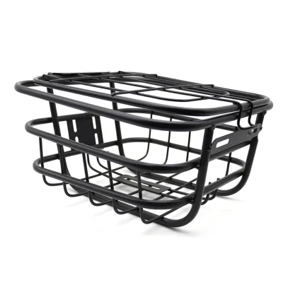 Simple Retro Iron Large Capacity Bicycle Front Basket With Cover Crossword