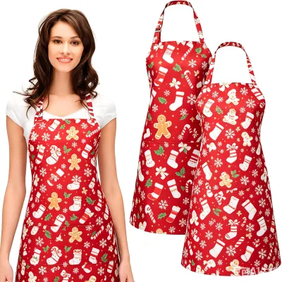 Wholesale Salon Sleeveless Barber Apron Men and Women Hairstylist Apron Custom Logo Christmas Design Aprons