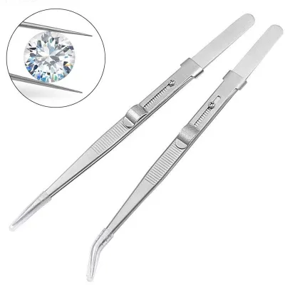 Professional Stainless Steel Tweezers Locking Jewelry Tweezer for Diy Diamond Gem Jewelry Jeweler's Jewelry Making Tools