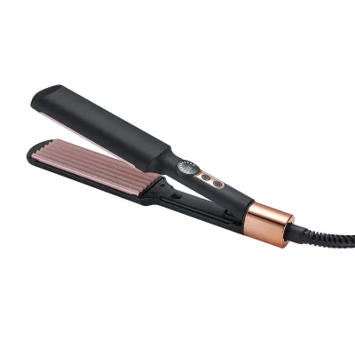 Manufacturer Black and Rose Gold Hair Crimper Iron with Digital LED Display and Locking Switch for Voluminous Corrugated Waves