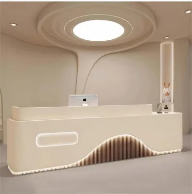 Modular Modern Reception Counter Luxury Black Customizable Wood Commercial