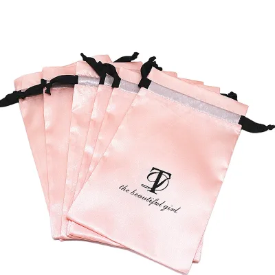 Custom Private Label Hair Wigs Bundles with Logo Silk Satin Pouch Bag for Jewelry Packaging Promotional Bags