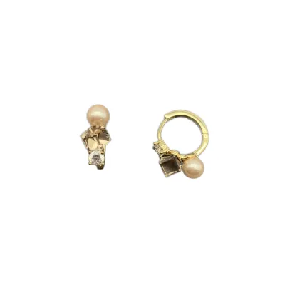 High Quality Vintage Pearl Crystal Earrings Gold Plated Geometric Charm Gems Trendy Clip-On Women's Jewelry