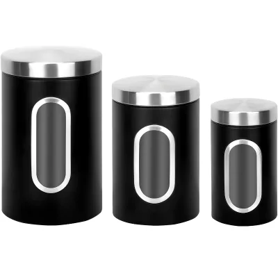 Factory Direct Canister Set Tea Coffee Sugar Canisters Stainless Steel Food Container With Clear Window Custom Color Multi Sizes