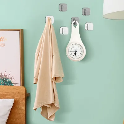 Plastic Punch-free Self-adhesive Strong Sticky Wall Hook for Clothes Storage Small Wall-mounted