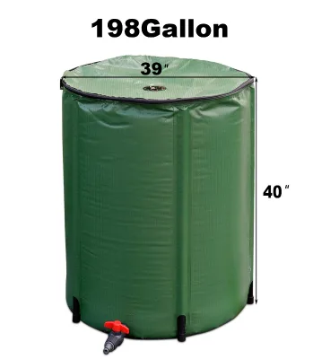 CHIN-UP 198-Gallon Collapsible Water Tank Portable Rain Barrel with Spigot Filter Irrigation System Storage Container