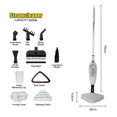 OEM ODM Supported 320ml Multi-Surface Steam Cleaner Mop with Floor Cloths and Squeegee Attachments for Wholesale