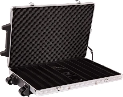 New Style Aluminum Alloy Chips Trolley Case Hard Rolling Poker Chip Storage Case Lockable Chip Poker Cart with Key and EVA Liner