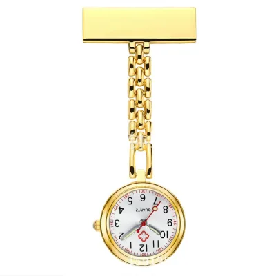 Ready to Ship Custom Log Gold Stainless Steel FOB Brooch Nurse Watch Print Reloj Enfermera