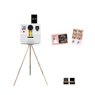 Photo Booth 2024 Wood Portable Photo Booth With Printer Touch,Screen Interactive Mirror Photo Booth