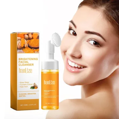 Private Label Turmeric Foaming Brighten Face Wash 100ml Deep Cleansing and Glowing Facial Cleanser with Rose Water