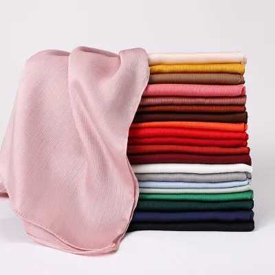 New 39 Colors 70*175cm Solid Crepe Malaysia High Satin Silk Shinny Scarf Islam Shawl Head Wraps Soft Long Muslim Hijab