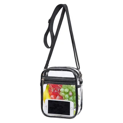 Unisex Fashion Clear Crossbody Purse Bag Small Transparent Waterproof  Clear Crossbody Bag Shoulder Bag with Customized Logo