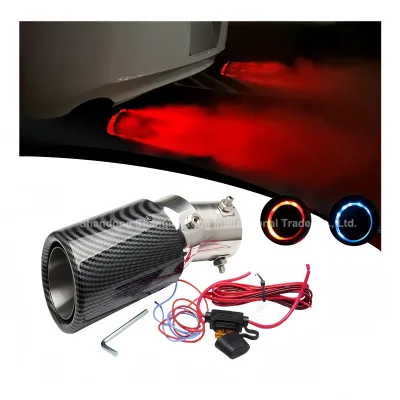 SQS OEM/ODM High-Quality Adjustable Universal Car LED Exhaust Muffler Tip Pipe Bent Car Modified Single Outlet Tail Throat