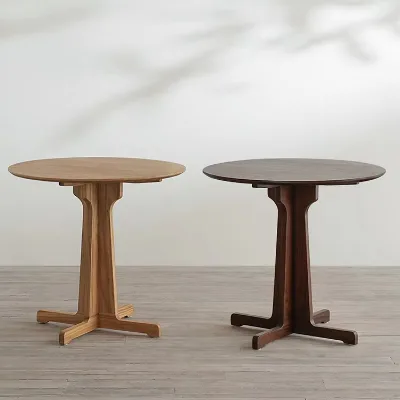 Wabi Sabi Modern Dinning Room Furniture Wooden Top 60 Square Round Small Dining Table for Outdoor Indoor