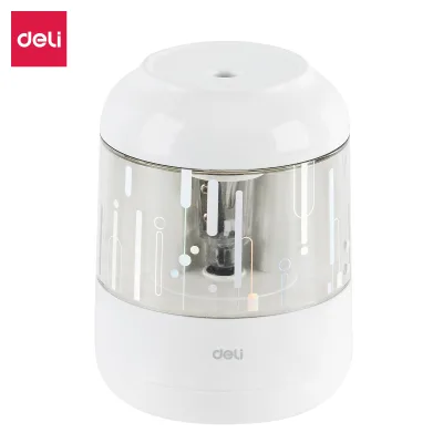 Deli EH508-WH Electric Pencil Sharpener for Graphite Pencil Dia 6.9-8mm Tungsten Steel Blade Fast Sharpening High Quality