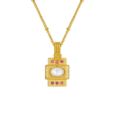 Jewelry S925 Sliver Retro Pendant with French Luxury Design White Mother Pearl Necklace Fine Chains