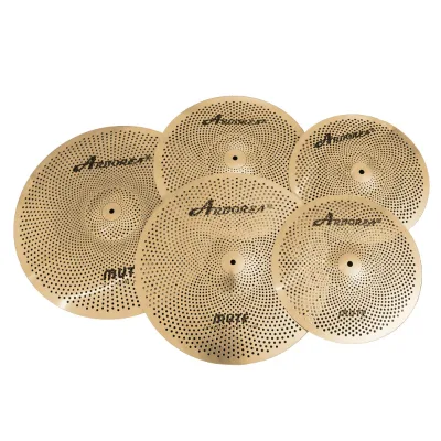 Top-ranking Golden Practice Drum Cymbals Mute Low Volume Cymbal Set for Drum Set