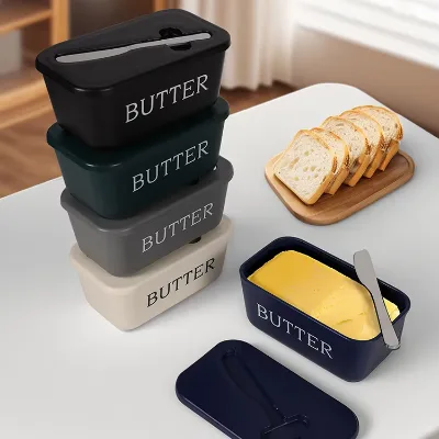 Butter Box with Knife | Plastic Butter Dish with Lid | Airtight Butter Container for Kitchen Countertop