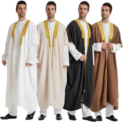 Factory Stock Men's Long Silk Robes Traditional Muslim Clothing Accessories for Adults for Autumn and Spring Seasons