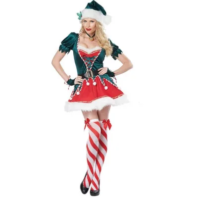 Miss Sexy Santa Ladies Christmas Xmas Womens Mrs Fancy Dress lingerie Costume