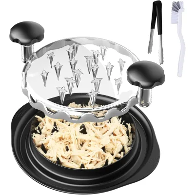 Chicken Shredder Plastic Meat Cutting Tool with Transparent Lid for Grinding Beef Pork Chicken Mincing Non-Stick Easily Cleaned