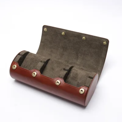 3 Slot Travel Box Watch Case Custom Leather Watch Roll for Men and Women
